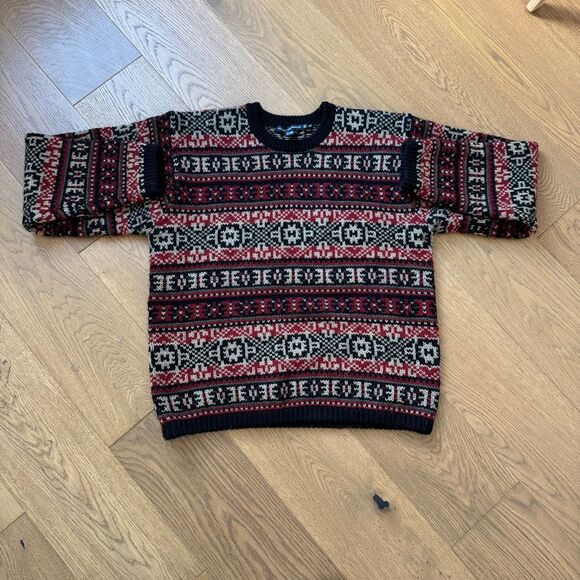 Club Monaco Fair Isle Knit Nordic Wool Sweater - Size XL - Vintage - EUC - Picture 2 of 6